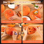 Pumpkin Carving Kit Tools Halloween, Professional Heavy Duty Carving Set, Stainless Steel Sculpting Tool Carving Knife for Halloween Decoration Jack-O-Lanterns, Gift for Halloween(9PCS)