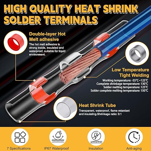 765PCS Solder Seal Wire Connectors with 450W Mini Heat Gun, Solder Connectors with Heat Shrink Solderstick Waterproof Electrical Wire Connectors Kit for Marine Automotive (26-6 Gauge)