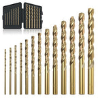13Pcs Cobalt Drill Bit Set (1/16"-1/4"), M35 HSS, 135 Degree Tip, Twist Jobber Length for Hardened Metal, Stainless Steel, Cast Iron, Wood, and Plastics, with Index Storage Case