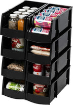 IRIS USA Plastic Shelf Bins Stackable Open Front Storage Bins Plastic Hanging Organizer Bin Caddy Basket for Hardware Crafts, Small Parts, Nuts and Bolts, Tool Storage - Large Black 8 Pack