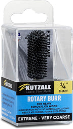 Kutzall Extreme Ball Nose Burr, 1⁄4" Shaft, Very Coarse - Wood Carving Bit for Bosch, DeWalt, Milwaukee. Abrasive Tungsten Carbide, 3⁄8" (9.5mm) Dia. X 1-1⁄2" (38.1mm) Length BNX-12X112C