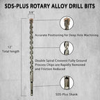 Direko 10-Piece 3/8 inch x 12 Inch SDS Plus Rotary Hammer Drill Bits Carbide Tipped Concert Drill Bits for Concrete, Brick, Cement Walls, Stone, Hammer Drill Bits for Concrete