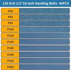 40-Piece 1/2 x 18 Inch 120 Grit Zirconia Sanding Belts, Heavy Duty Long-lasting Mini Sanding Bands for Belt Sander, Rust Paint Removal, Wood Metal Grinding and Finishing