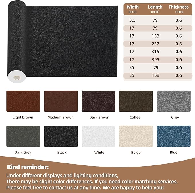 Leather Repair Patch, 35X79 Inch Repair Patch Self Adhesive Waterproof, DIY Large Vinyl Patches for Couches, Furniture, Kitchen Cabinets, Wall （Brown, 35X79 Inch）