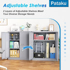 Pataku Metal Storage Cabinet, Garage Cabinet with Doors and Shelves 36" Hx32 Wx16 D, Steel Lockable File Cabinets for Office, Home, Garage, Basement, Industrial, Dark Grey