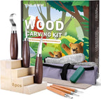 YHLAWM Wood Whittling Kit for Beginners, 18 Pcs Wood Carving Kit with 6 Pcs Carving Knives & 8 Pcs Basswood Blocks, Starters Carving Set, Gift Set for Kids and Adults