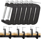 6 PCS Heavy Duty Steel C-Clamps - 4 Inch, Malleable Iron, Black, Set of 6 for Woodworking, Welding, Building