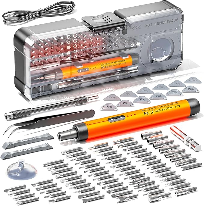Electric Screwdriver Set, Precision Screwdriver Set, Magnetic Drill Bit, Magnetic Storage, Mini Precision Electric Screwdriver Repair Kit for PC RC Electronics