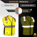KwikSafety - Charlotte, NC - BIG KAHUNA Safety Vest [11 Pockets] Class 2 ANSI OSHA Reflective Vest Durable High Visibility Vest Construction Safety Vest for Men Industrial Work Gear/Yellow Large
