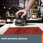 Worx 20V Cordless Random Orbital Sander, Brushless, 150/120/80 Grit Sanding Paper, Cordless Orbital Sander with 1 x 4.0 Ah Battery and 1 X 2 A Fast Charger, WX823L