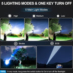 Rechargeable Flashlights High Lumens - Super Bright LED Tactical Flash Light, Powerful Waterproof Handheld USB C Flashlight for Camping,Emergencies,Home,5 Modes,Zoomable (1, Blue)