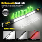 SYLSTAR Work Light for Mechanic, 2400LM LED, 4400mAh Rechargeable, Magnetic, Underhood Work Light with Hooks for Car Repairing, Job site, Garage, Workshop, Emergency(Yellow)