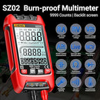 ANENG Multimeter,TRMS 9999 Counts Voltage Tester,Auto-ranging Ohm Amp Volt Meter Measures AC/DC Current,Voltage,Resistance,Continuity,Capacitance,diodes, NCV,Anti-Burning Electrical Tools