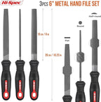 Hi-Spec 3pc Metal Hand File Tool Set Kit. Large Steel Files. Flat, Round & Half-Round for Crafts, Metal & Wood Work