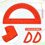 EBOOT Plastic Protractor Math Protractors 180 Degrees, 6 Inch, Pack of 2 (Red)