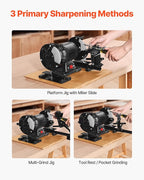 VEVOR Pro Grind Sharpening System, Multi-Grind Sharpening Jig for 6" & 8" Bench Grinder - with Platform Jig, Tool Rest Bar, Setup Block, Miter Slide, Micro Bevel Block, for Chisels Woodturning Tools