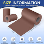 Self-Adhesive Canvas Repair Tape, 4" x 79" Waterproof Canvas Repair Patch, Fabric Patch Repairs Kit for Furniture, Tents, Sunbrellas, Boat Covers Awnings, Couches, Clothes, Bags Dark Brown