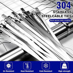 2025 Upgraded Stainless Steel Cable Tie Gun with 200pcs 11.8inch Metal Zip Ties, Fastening and Cutting Heavy Duty Stainless Steel Zip Ties for Chain Link Fence, Exhaust Pipe Outdoor