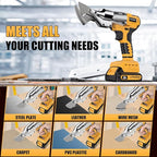 Cordless Sheet Metal Cutter Brushless for De-walt 20v Max Battery(Tool Only), Metal Shears 360 Degree Pivoting Head, Electric Metal Scissors for for Cutting Stainless Sheet, Metal, Iron, 221 Ft-Lbs