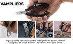VAMPLIERS 4-Piece Stripped Screw Extractor Pliers Set. Made in Japan. 8" Linesman, 7.5" Long Nose, 6.25" Multi-Purpose & 5" ESD Safe Pliers + Tool Pouch. Remove any Stripped/Damaged/Rusted Screws.