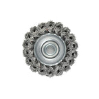 2 Pieces - 3 Inch Twisted Knotted Wheel Cup Brush with 5/8"-11 Threaded Arbor for Angle Grinder, Max RPM 12,500, Heavy-Duty Conditioning for Metal - 0.020in Carbon Steel for Rust Removal, Abrasives