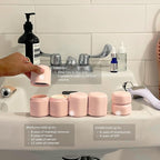 Cadence Travel Containers - Full Skincare Set - Magnetic Containers with Lids,Carry On Travel Essentials For Women/Men - 2 Small (0.56oz), 4 Medium Capsules (1.32oz), & Extender (1.43oz) - Petal