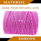 4mm x 400 Feet Pink Jute Rope, Twine for Gardening Tomato Climbing Plant Tie Floristry Crafts Gift Wrapping Packing Decor