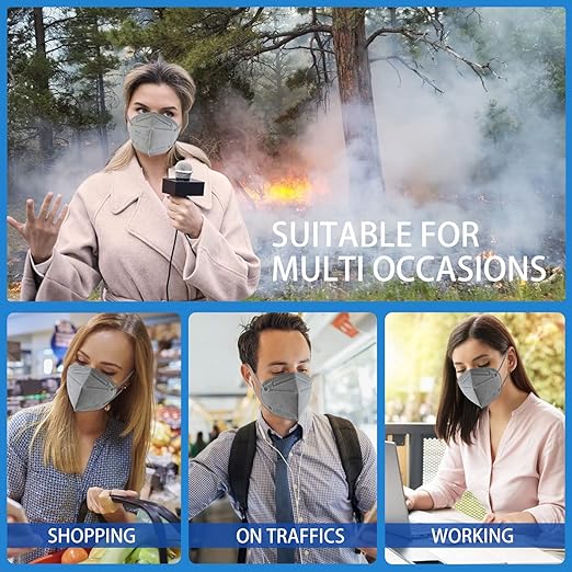 Hotodeal KN95 Face Mask 20 PCS,5 Layers Cup Dust Mask Against PM2.5 from Fire Smoke, Dust, for Men, Women, Essential Workers(Grey)
