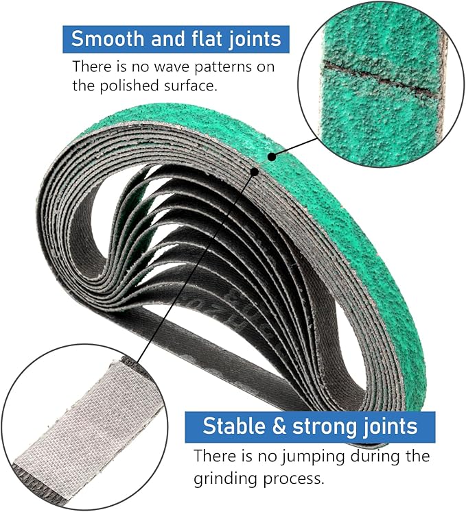 1/2 Inch x 18 Inch Sanding Belts for File Sander, 20-Pack 80 Grit Zirconia Sanding Belts for 1/2" x 18" Belt Sander