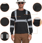AYKRM Safety T Shirt Reflective High Visibility hi vis Long Sleeve T Shirt (XS-6XL)