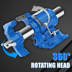 5-Inch Heavy Duty Bench Vise Ductile Iron Bench Vise 360° Multi-Purpose Bench Vice with Anvil, Clamp force 4000KG, Blue