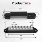 Marine Bus Bar 12V 150A Power Distribution Block 1/4" Stud & 12 x #8 Terminal Screws 12 Volt DC Ground Battery Bus Bar for Boat Automotive Solar Wiring