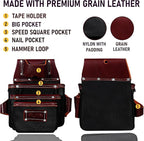 FUERI Tool Belt With Suspender Men Carpenter Pouches Construction Bags Electrician Belts Framer Worker Pouch Bag Holder Organizer 26 Pocket Nylon Leather Black Professional Set - Extra Large