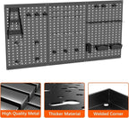 TORACK 3Pcs Metal Pegboard Panels for Garage Wall Utility Tools Storage Pegboard for Workbench, Modular Peg Board Tool Organizer Board Kit(Pack of 3, Black)