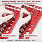 42 Nut and Bolt Thread Checker - 19 Standard and 15 Metric Bolt Checker and 8 Drill Bit Gauge,Bolt Size and Thread Gauge,Wall-Mountable Bolt and Nut Identifier Gauge