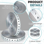 Gisafai 2 Rolls Galvanized Metal Pipe Strap 3/4 Inch x 50 ft 24 Gauge Total 100 ft Bendable Pipe Hanger Strap with Holes for Pipeline Supports Hanging, Flexible Trimming