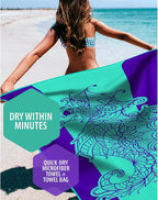 VENTURE 4TH Microfiber Beach Towel: Quick-Dry, Compact, Sand-Free, Absorbent, Sandproof and Lightweight - Perfect for Camping, Beach, and Roadtrips (Mandala Seahorse Design | 35x78 inches)