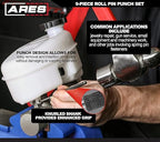 ARES 10021 – 9-Piece Roll Pin Punch Set – Durable Heat Treated and Drop Forged Steel Pin Punches with Pouch -Ideal for Automotive Repair, Gunsmithing, Craft Work, and Jewelry Repair