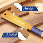 WORKPRO 6 Inch Japanese Pull Saw, Double-Edged Hand Saw for Wood Cutting with 14&17 TPI, SK5 Flexible Blade, Non-Slip Beech Handle for Woodworking