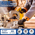 6-1/2 inch Circular Saw Blade 60T Combo Pack with 5/8" Arbor，Ultra Fine Finish for Wood Cutting, Thin-Kerf