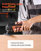VEVOR Multitool Oscillating Tool, 4Amps Electric Oscillating Multi Tool Corded with 6 Variable Speeds 7000-19000 OPM, 3.2° Oscillating Angle, 13PCS Saw Accessories, LED Work Light & Tool Bag