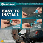 Libraton Inside Pipe Cutter for PVC Pipe, Internal Plastic Cutter Plumbing Tools Set with Deburring Tool, PVC Pipe Cutter Diamond Grit Cutting Wheel for Impact Drivers and Drills, PVC Cutter Tool