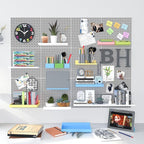 Peg Board, 4 Pack Metal Pegboard Panels Grey Pegboards Wall Organizer with Bent Frame Large Heavy Duty Peg Board for Walls Home, Garage Tool Storage, Office Organization, Craft Room, Kitchen
