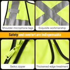 Class 2 Safety Vest with Zipper Front and multiple Pockets, High Visibility Vest, Meets ANSI/ISEA Standards