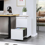 2 Drawer Mobile File Cabinet with Lock Steel Small Rolling File Cabinet Legal/Letter/A4 Size Under Desk Metal Filing Cabinet for Home Office Vertical Filing Cabinet Printer Stand Fully Assembled