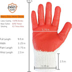 SAVER Non-Slip Red Work Gloves for Construction Latex Rubber Palm Coated - Premium Daily Safety Work Gloves