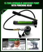 1/2" - 4" Hydraulic Knockout Punch Set | 15 US Tons | Knock Out Set with 10 Dies | Punching Capacity 11-16 Gauge | 1 Year WARRENTY | Staten Tools