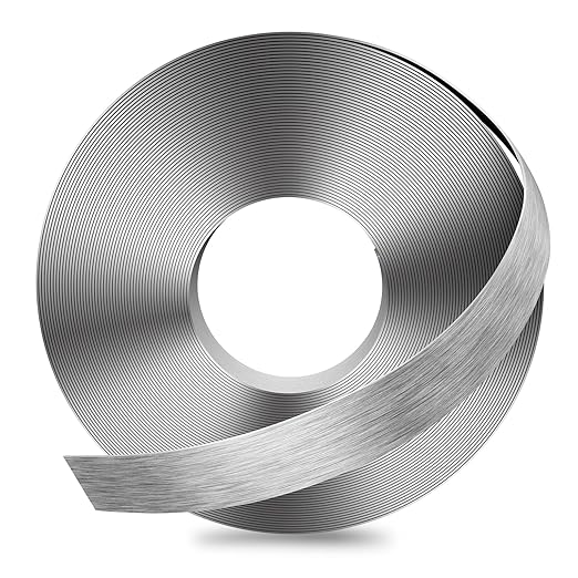 GSCIT Club Grey Silver Edge Banding, 1 Inch x 50ft Aluminum Brushed Edge Banding PVC Edge Trim for Cabinet Repair Furniture