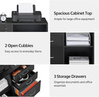 Yaheetech Black File Cabinet with Lock for Letter, A4 Size,3 Drawer Lateral Cabinet Printer Stand with Open Storage Compartments for Home Office, Black