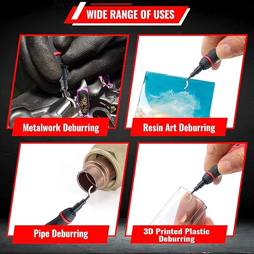 AFA Tooling - Extendable Neck Deburring Tool with 16 Extra Swivel Blades - Works on Metal, Resin, PVC Pipes, Copper, Plastic and 3D Printed Edges - Plumbing & 3D Printing Burr Removal Reamer Tool